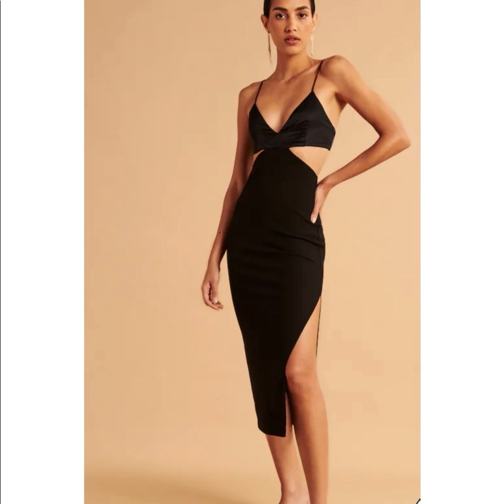 Abercrombie & Fitch Black Cutout Midi Dress